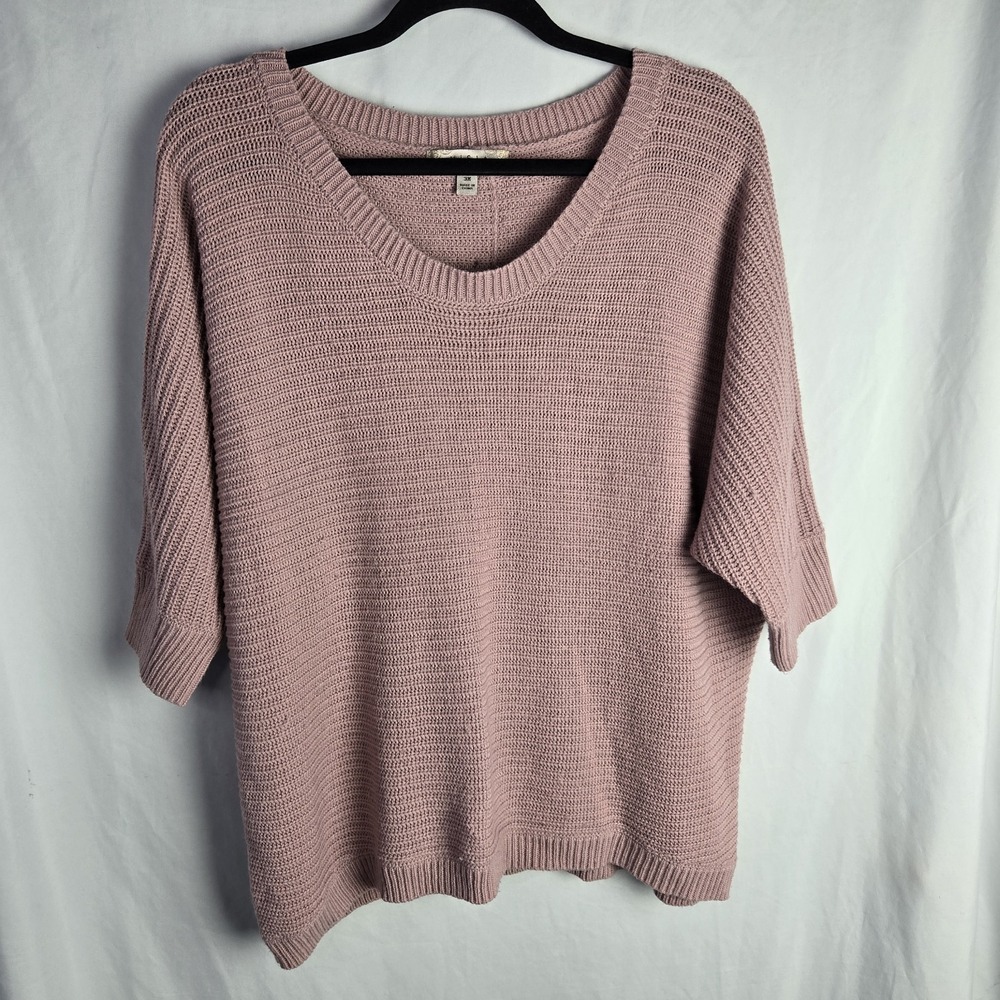 Misia‎ Curvy Womens 3X Button Detail Pink Sweater Academia Retro Hipster 90s